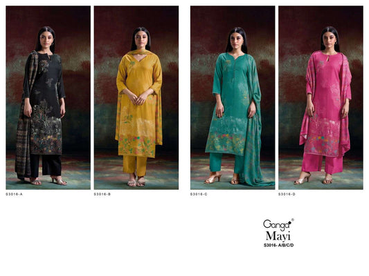 Mayi S3016 Ganga Dobby Pashmina Suits Exporter Ahmedabad