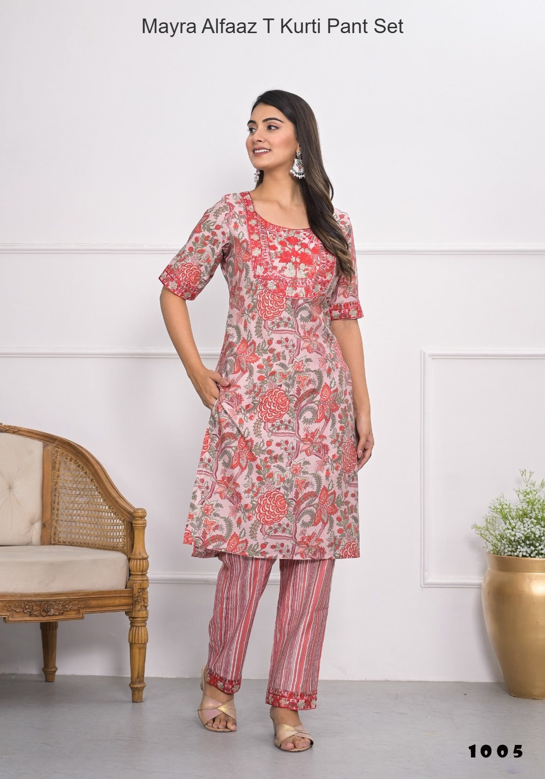Mayra Alfaaz T Chanderi Kurti Pant Set Exporter Gujarat