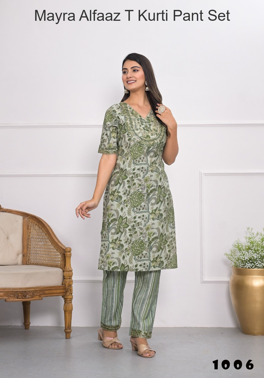 Mayra Alfaaz T Chanderi Kurti Pant Set Exporter Gujarat