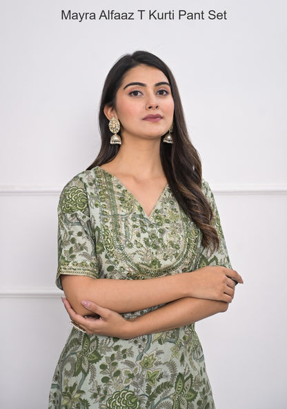 Mayra Alfaaz T Chanderi Kurti Pant Set Exporter Gujarat