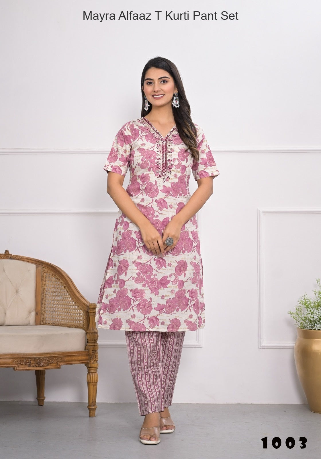 Mayra Alfaaz T Chanderi Kurti Pant Set Exporter Gujarat