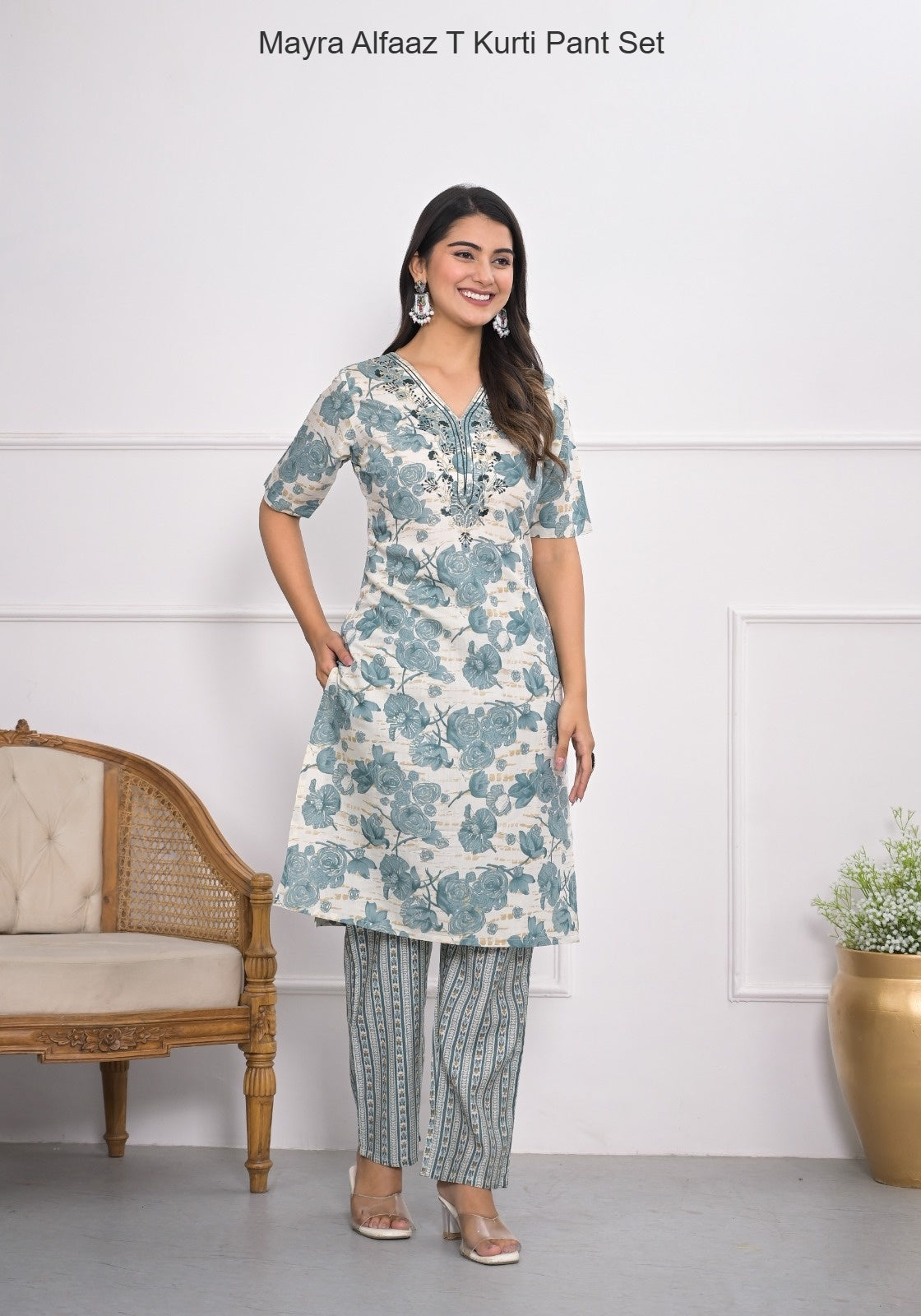 Mayra Alfaaz T Chanderi Kurti Pant Set Exporter Gujarat