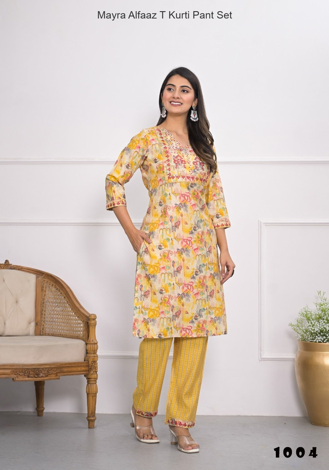 Mayra Alfaaz T Chanderi Kurti Pant Set Exporter Gujarat