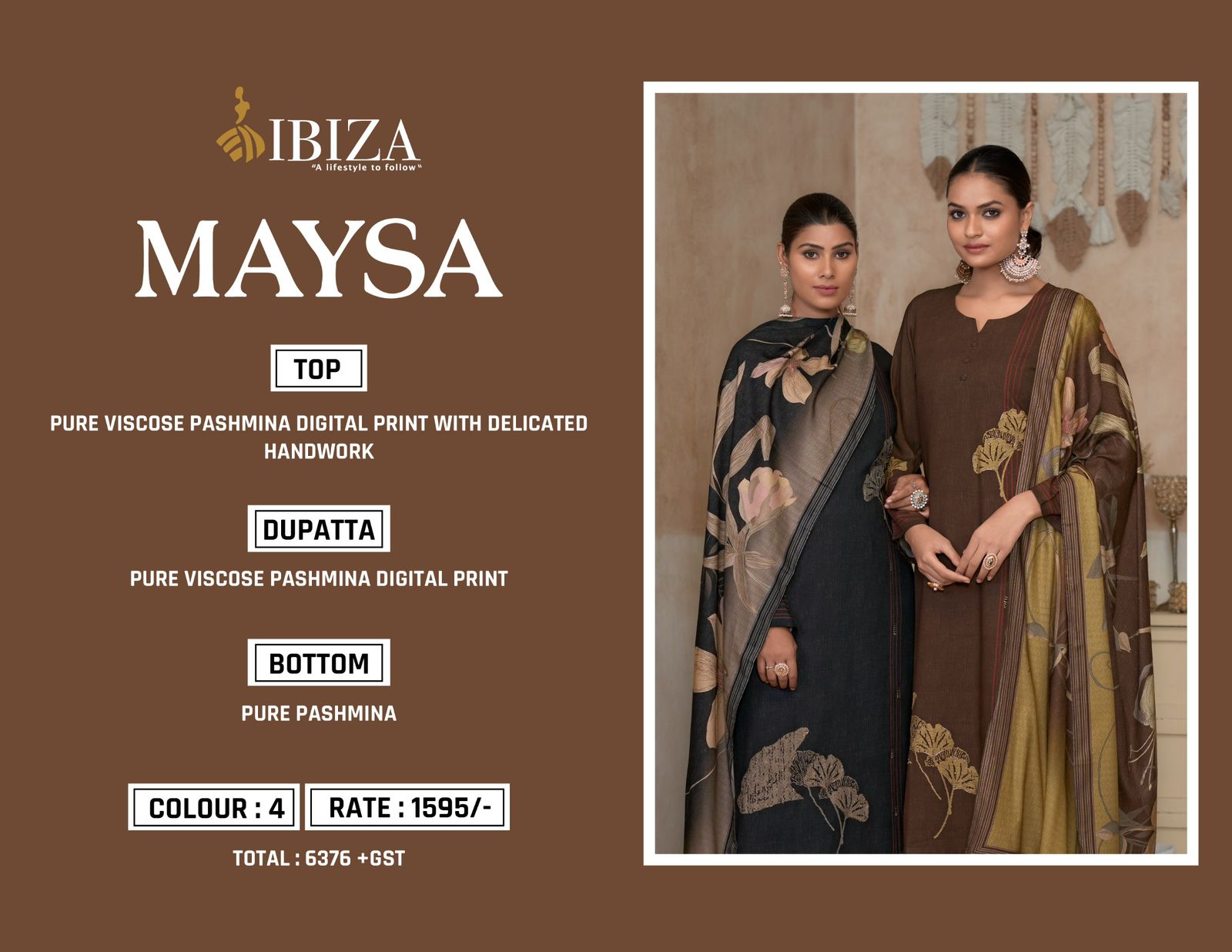 Maysa Ibiza Viscose Pashmina Suits Manufacturer