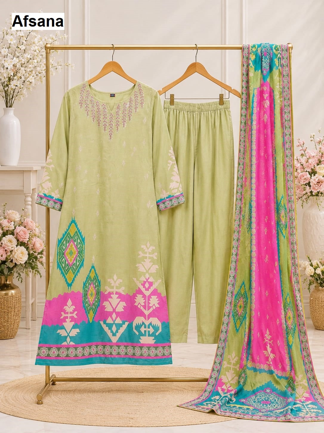 Maysha Afsana Muslin Pakistani Readymade Suits Exporter