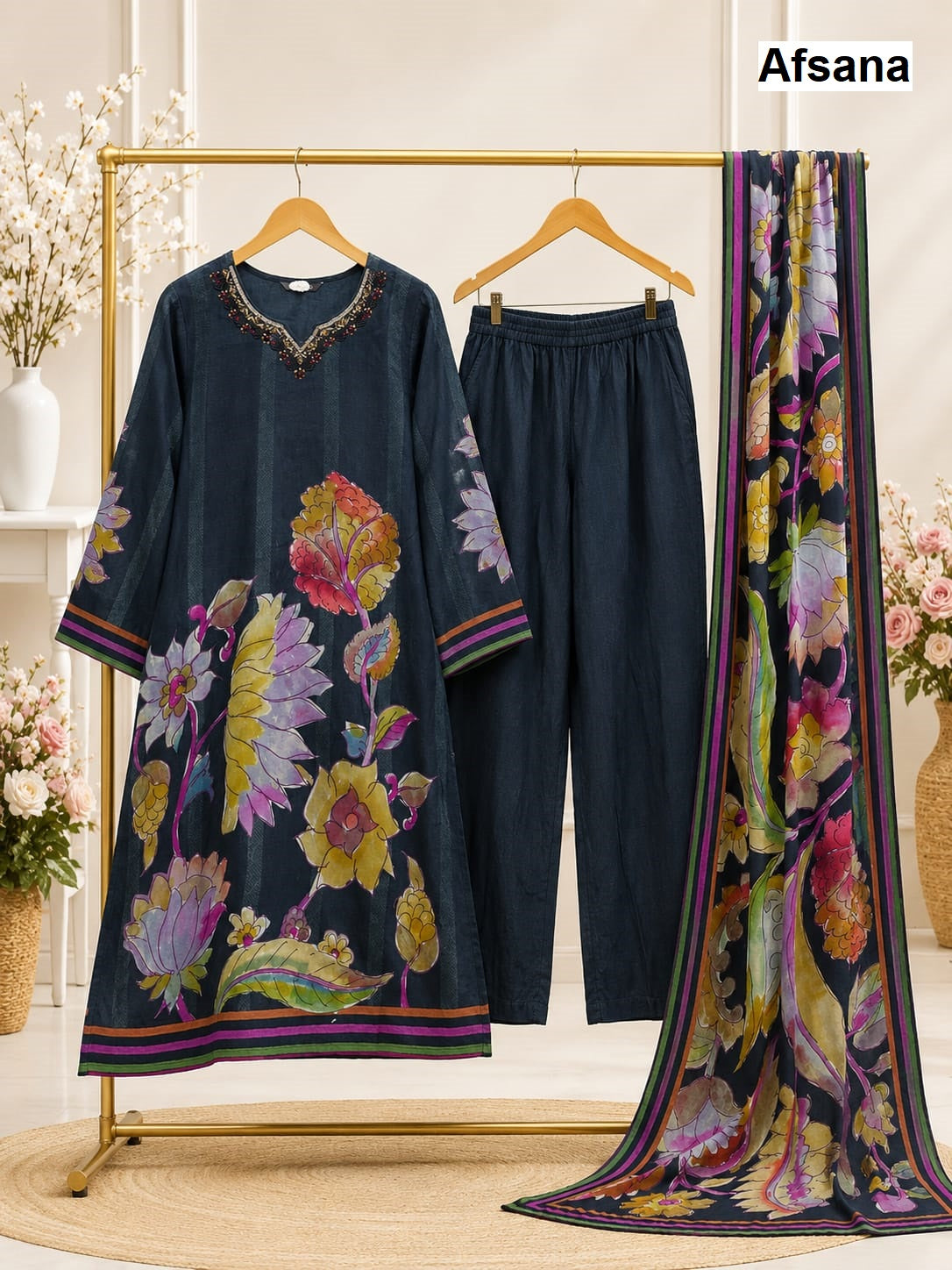 Maysha Afsana Muslin Pakistani Readymade Suits Exporter