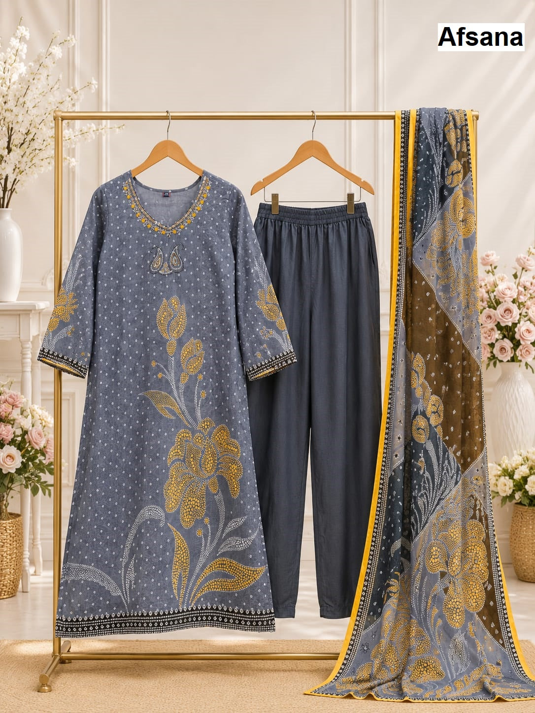 Maysha Afsana Muslin Pakistani Readymade Suits Exporter