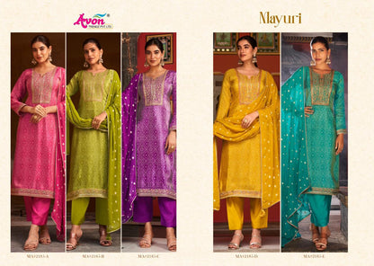 Mayuri Avon Trendz Kanjivaram Silk Pant Style Suits Manufacturer Gujarat