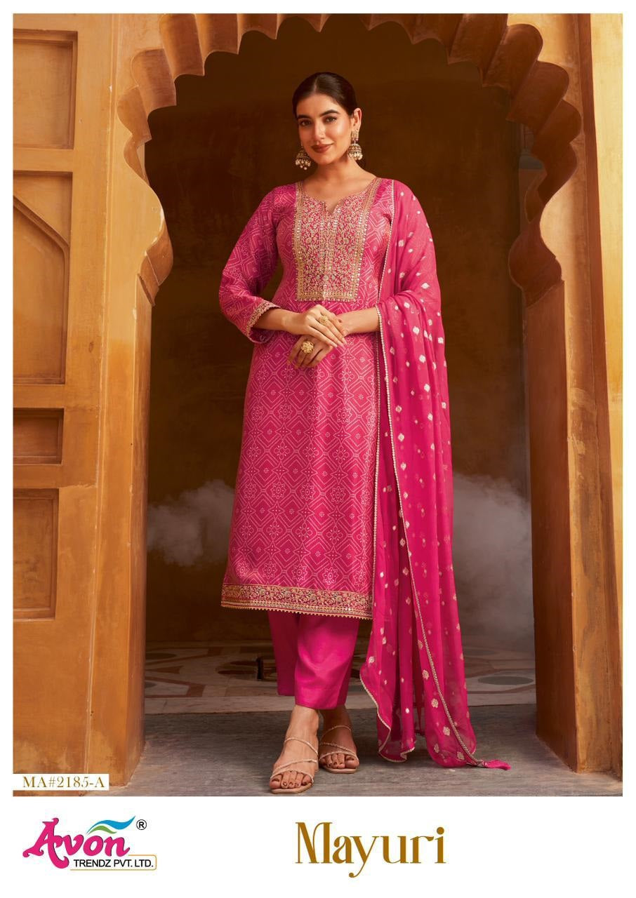 Mayuri Avon Trendz Kanjivaram Silk Pant Style Suits Manufacturer Gujarat