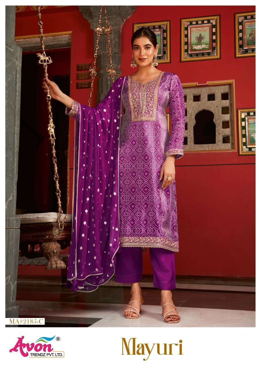 Mayuri Avon Trendz Kanjivaram Silk Pant Style Suits Manufacturer Gujarat