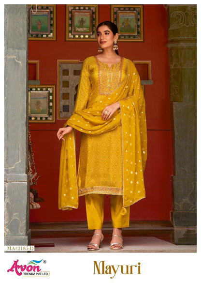 Mayuri Avon Trendz Kanjivaram Silk Pant Style Suits Manufacturer Gujarat