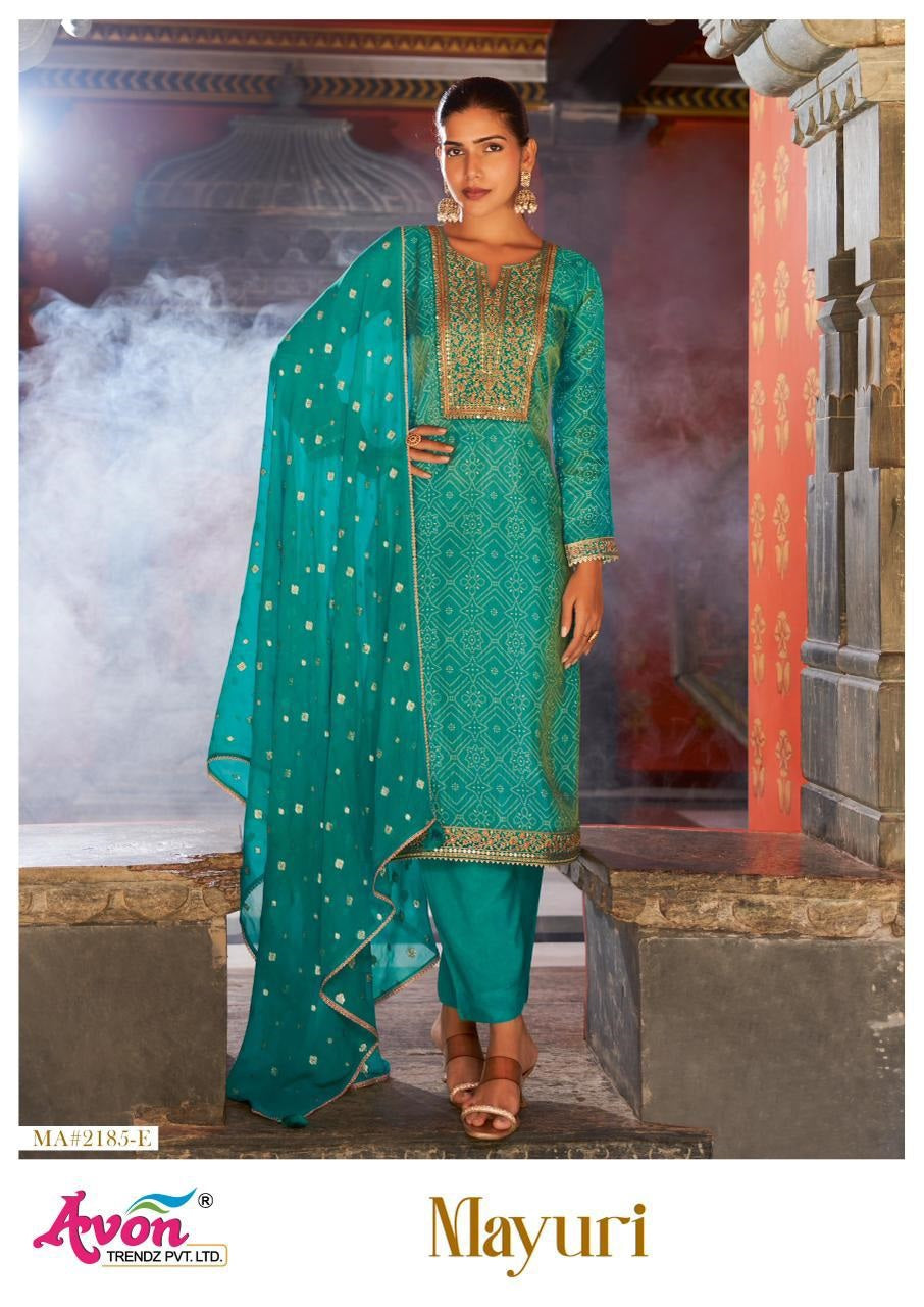 Mayuri Avon Trendz Kanjivaram Silk Pant Style Suits Manufacturer Gujarat
