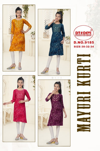 Mayuri Dn 9185 Dt Devi Rayon Girls Kurti Manufacturer India