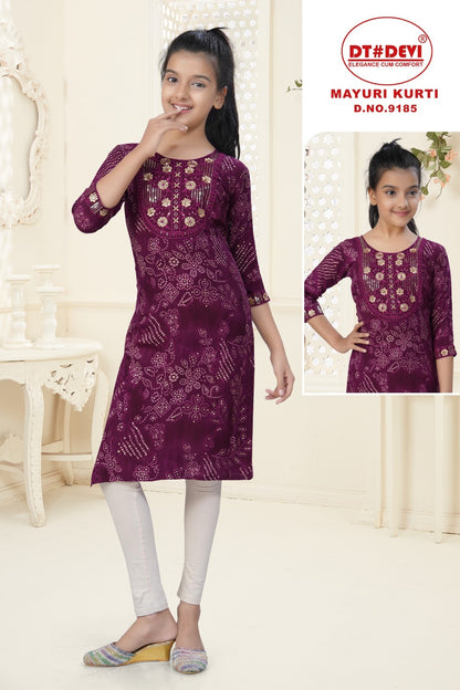 Mayuri Dn 9185 Dt Devi Rayon Girls Kurti Manufacturer India