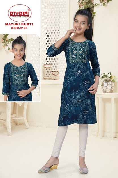 Mayuri Dn 9185 Dt Devi Rayon Girls Kurti Manufacturer India
