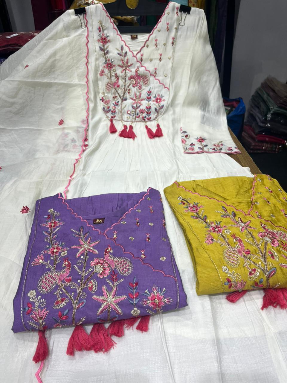 Mayuri Vitara Chanderi Readymade Anarkali Suits Wholesaler Gujarat