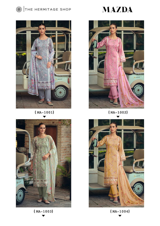 Mazda The Hermitage Shop Jam Satin Karachi Salwar Suits Wholesaler