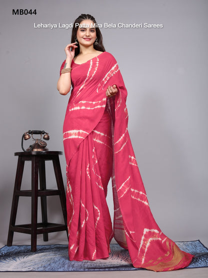 Mb041 To Mb054 Lehariya Lagdi Patta Mira Bela Chanderi Sarees Wholesaler