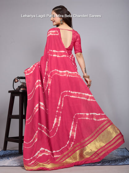 Mb041 To Mb054 Lehariya Lagdi Patta Mira Bela Chanderi Sarees Wholesaler