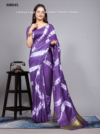 Mb041 To Mb054 Lehariya Lagdi Patta Mira Bela Chanderi Sarees Wholesaler