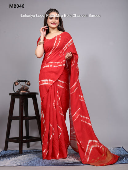 Mb041 To Mb054 Lehariya Lagdi Patta Mira Bela Chanderi Sarees Wholesaler