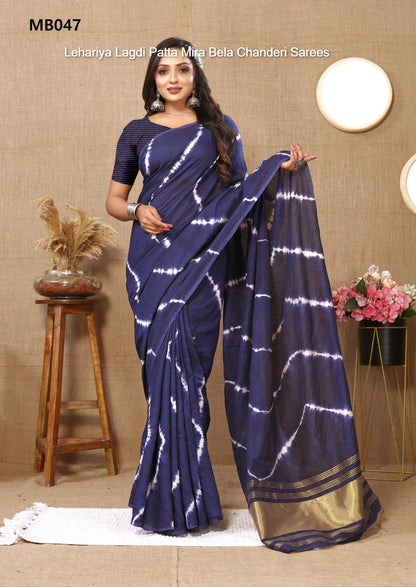 Mb041 To Mb054 Lehariya Lagdi Patta Mira Bela Chanderi Sarees Wholesaler
