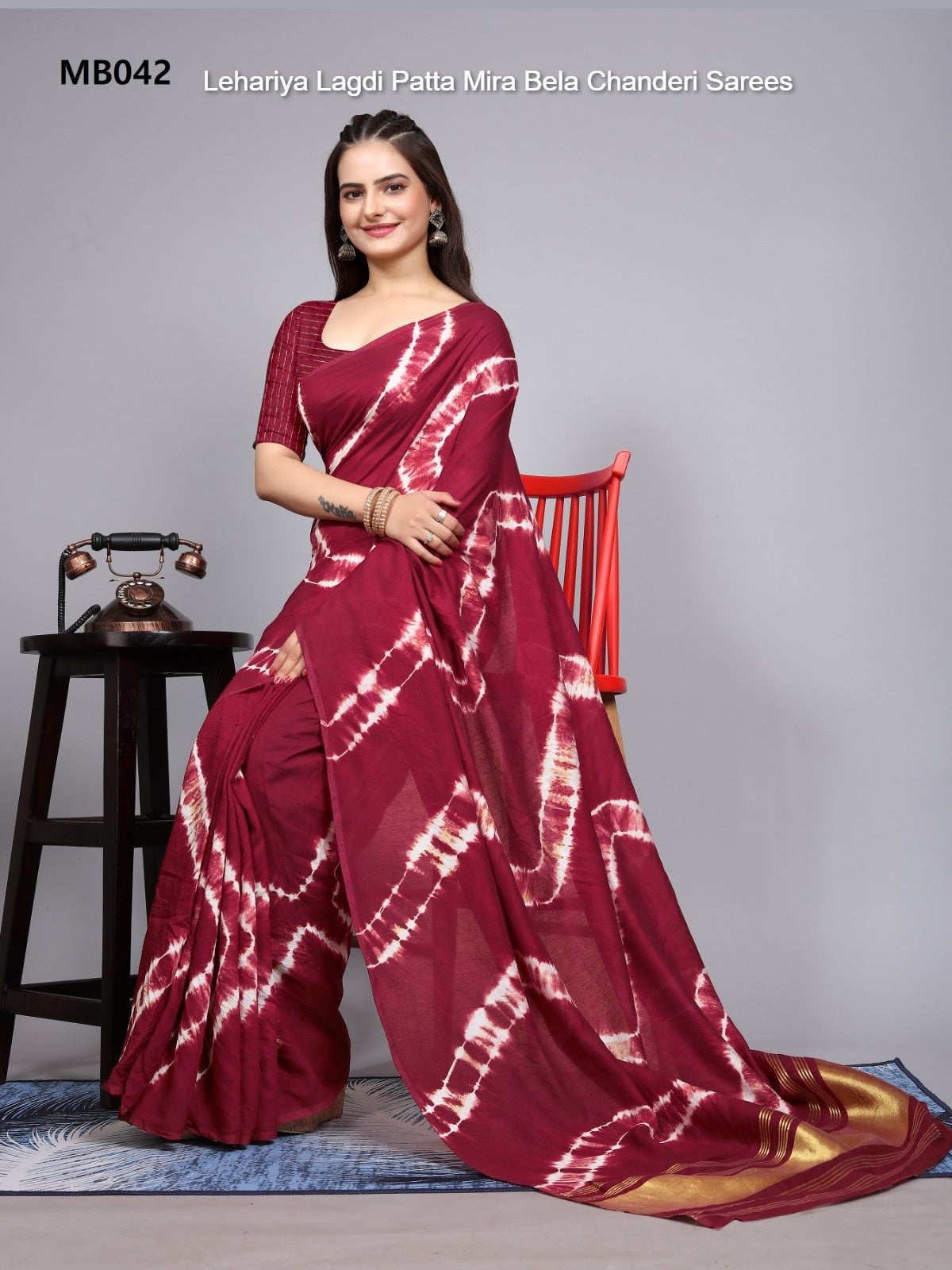 Mb041 To Mb054 Lehariya Lagdi Patta Mira Bela Chanderi Sarees Wholesaler