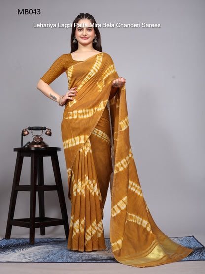 Mb041 To Mb054 Lehariya Lagdi Patta Mira Bela Chanderi Sarees Wholesaler