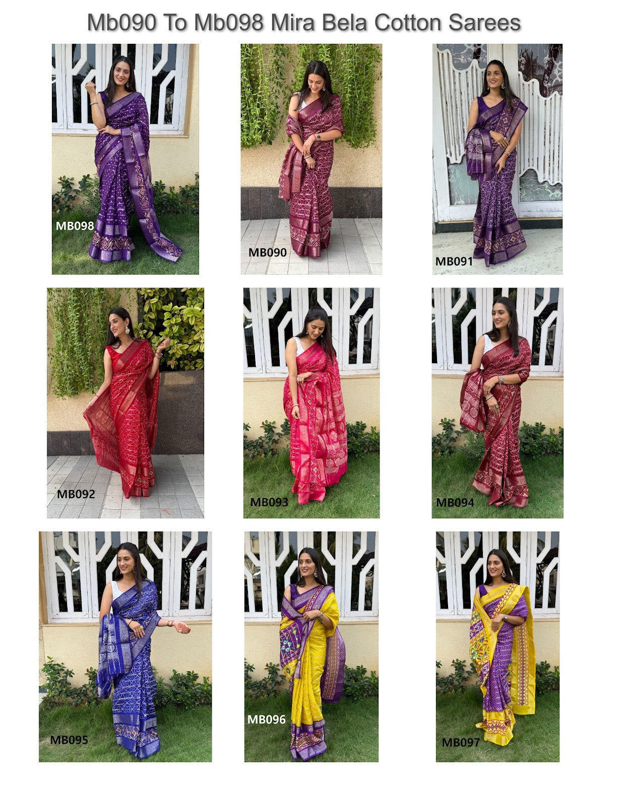 Mb090 To Mb098 Mira Bela Cotton Sarees Wholesaler