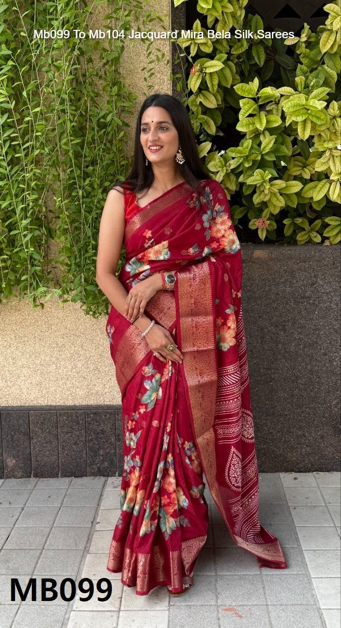 Mb099 To Mb104 Jacquard Mira Bela Dola Silk Sarees Exporter