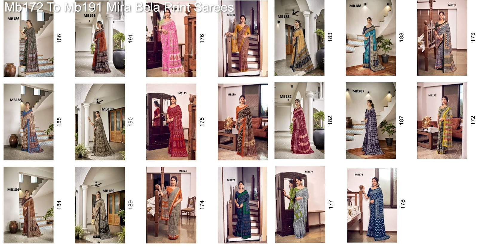Mb172 To Mb191 Mira Bela Cotton Sarees Wholesale Price