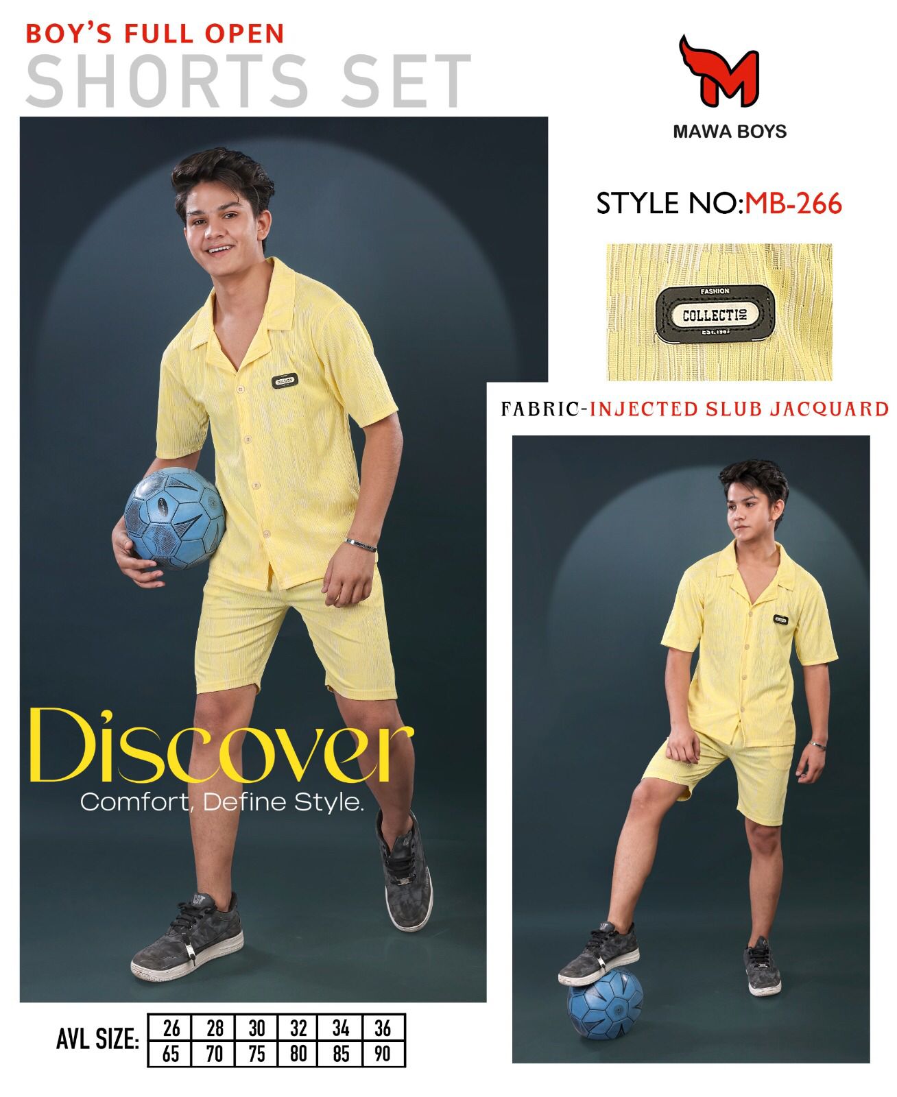 Mb 266 Mawa Jacquard Boys Shorts Set Wholesale Price