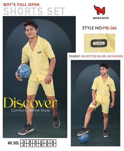 Mb 266 Mawa Jacquard Boys Shorts Set Wholesale Price