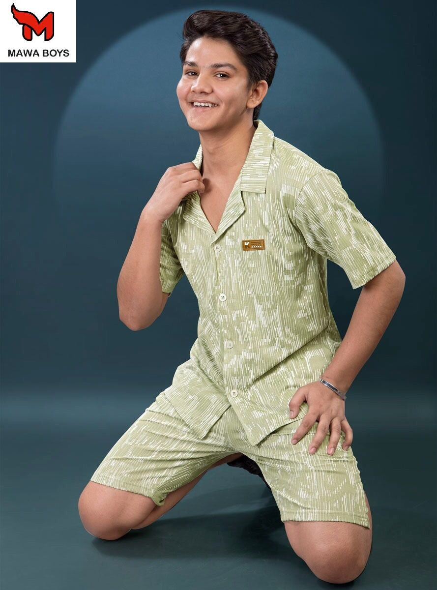 Mb 266 Mawa Jacquard Boys Shorts Set Wholesale Price