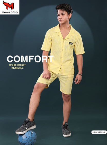 Mb 266 Mawa Jacquard Boys Shorts Set Wholesale Price