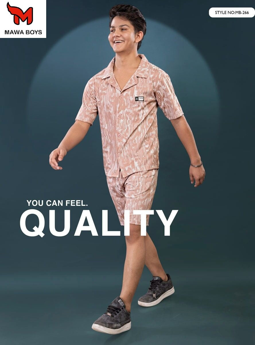 Mb 266 Mawa Jacquard Boys Shorts Set Wholesale Price