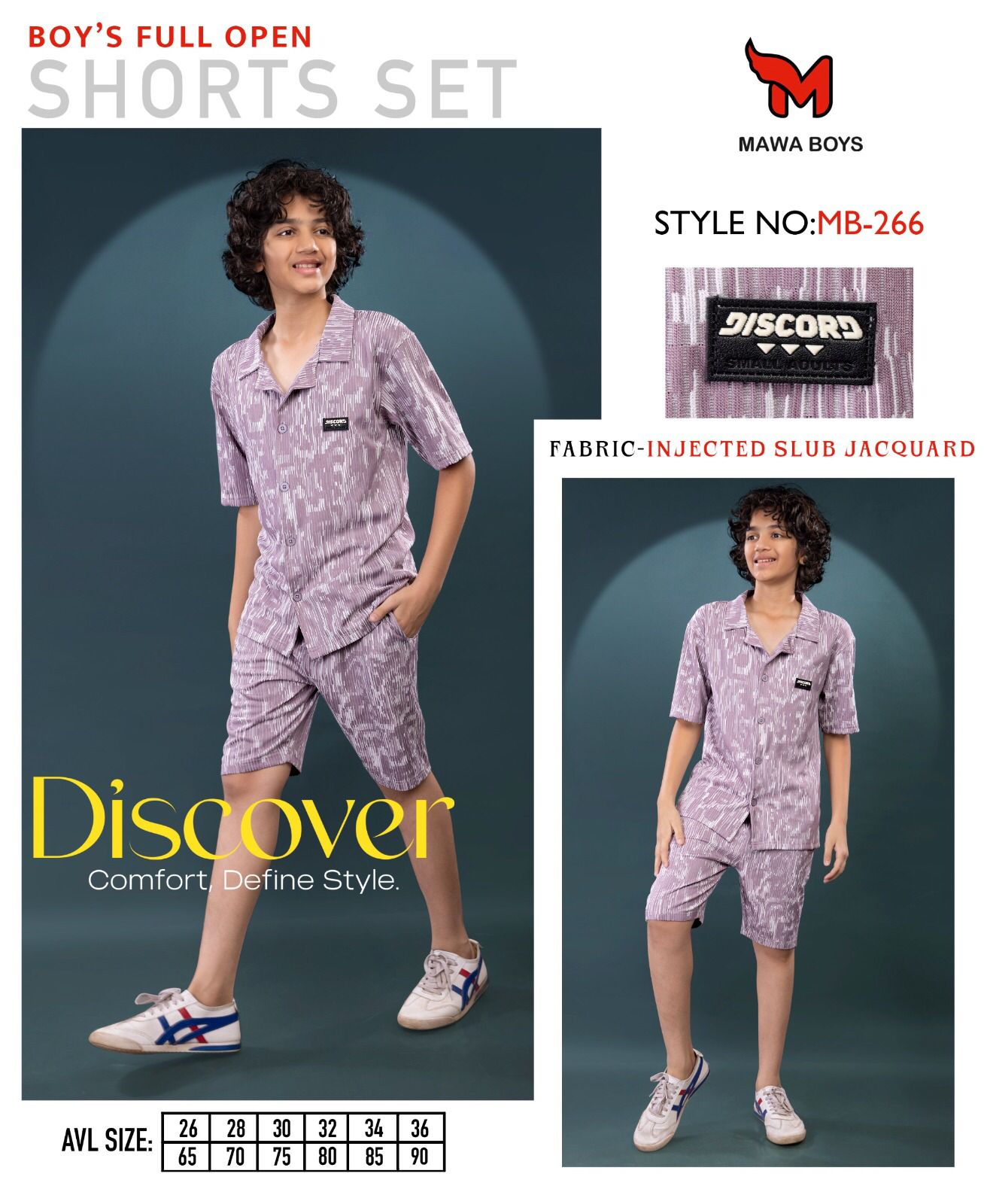 Mb 266 Mawa Jacquard Boys Shorts Set Wholesale Price