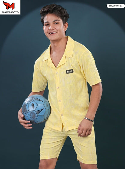 Mb 266 Mawa Jacquard Boys Shorts Set Wholesale Price