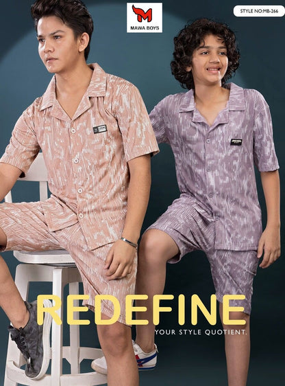 Mb 266 Mawa Jacquard Boys Shorts Set Wholesale Price