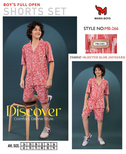 Mb 266 Mawa Jacquard Boys Shorts Set Wholesale Price