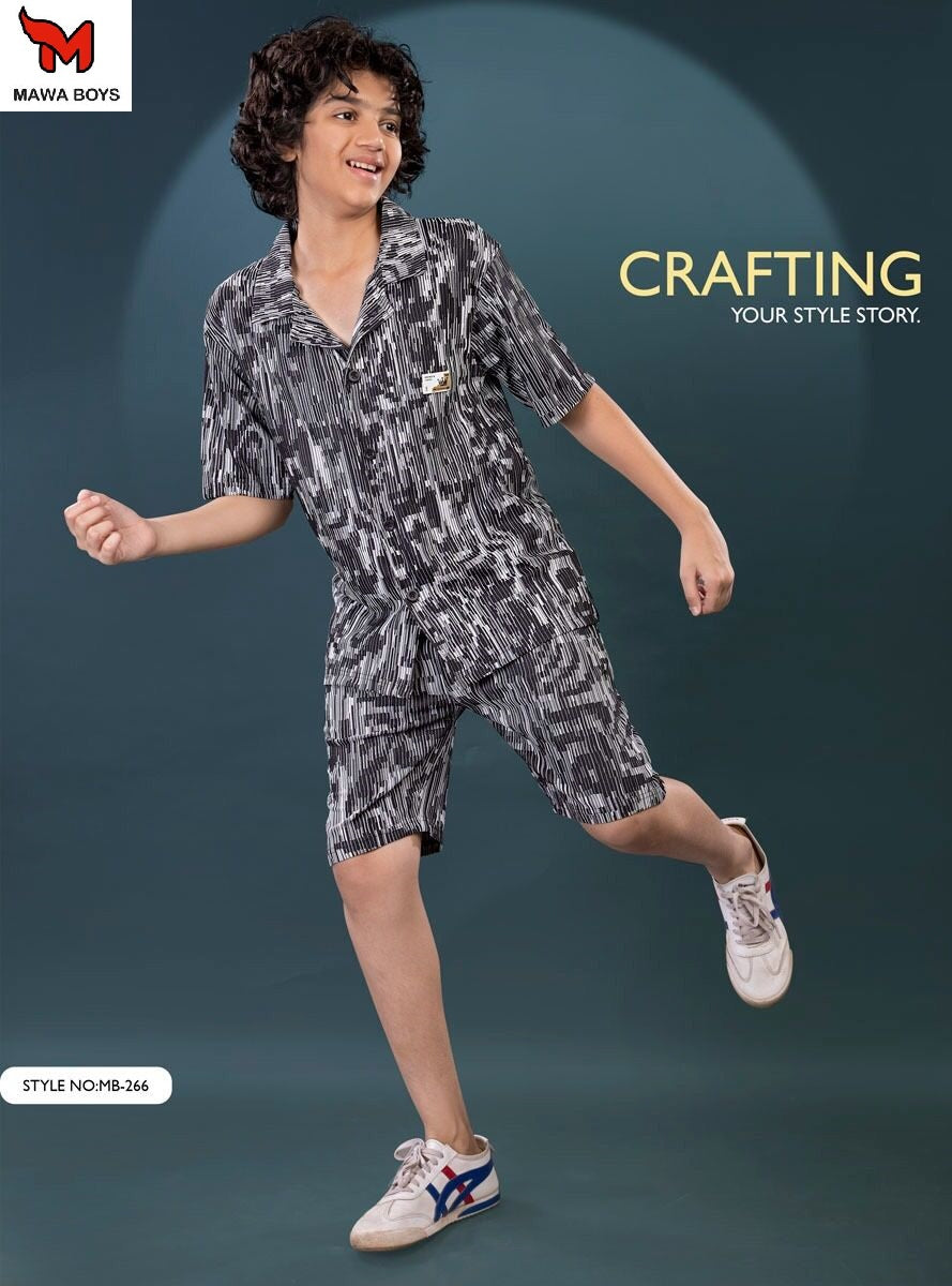 Mb 266 Mawa Jacquard Boys Shorts Set Wholesale Price