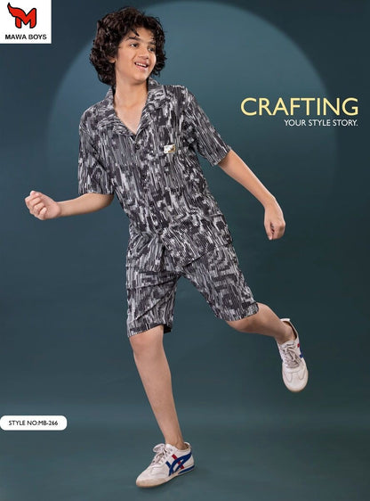 Mb 266 Mawa Jacquard Boys Shorts Set Wholesale Price
