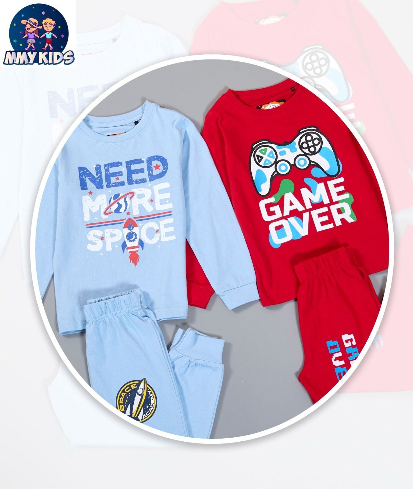 Mc 153 Mmy Kids Cotton Biowashed Boys Co Ord Set Wholesale