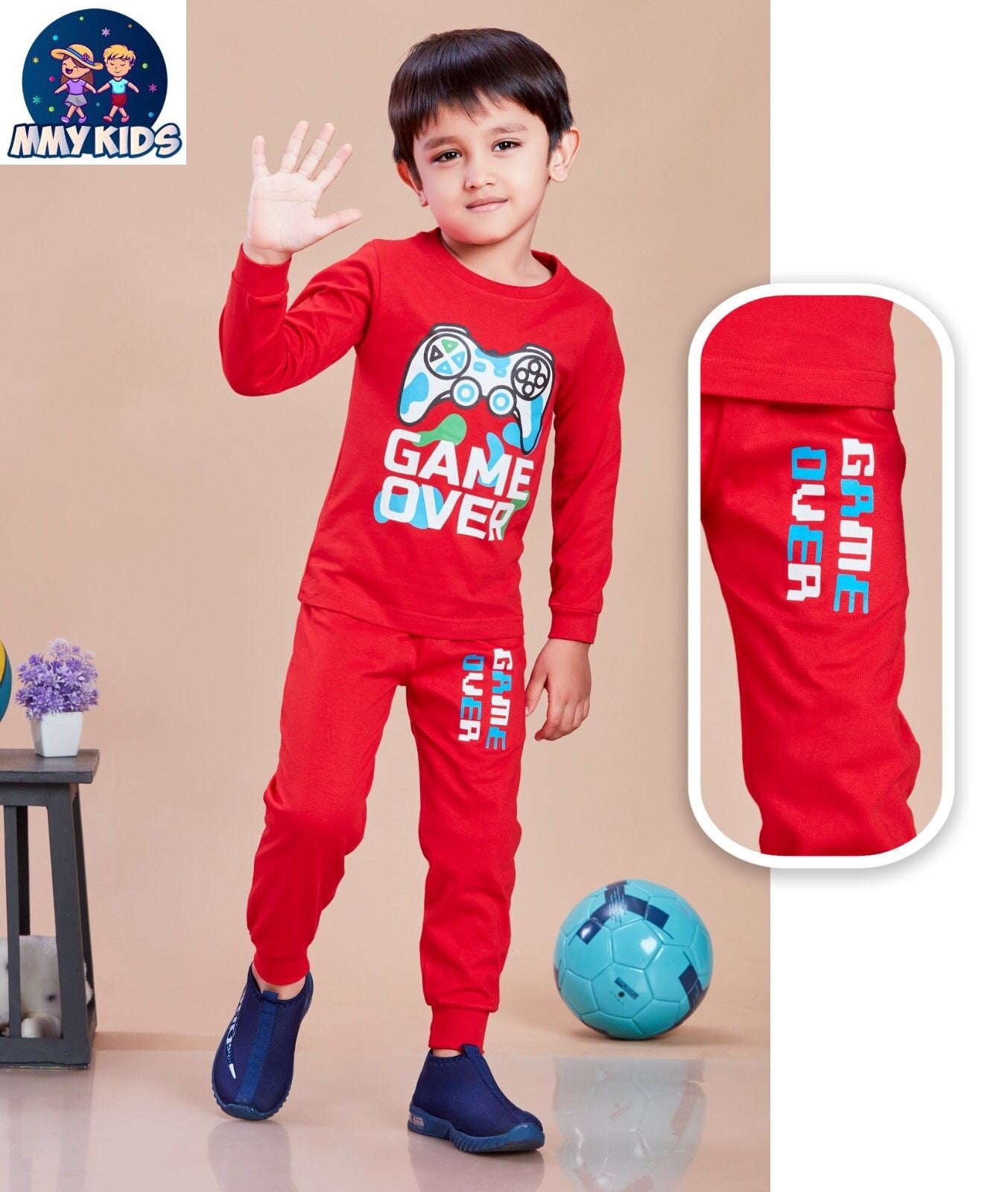 Mc 153 Mmy Kids Cotton Biowashed Boys Co Ord Set Wholesale