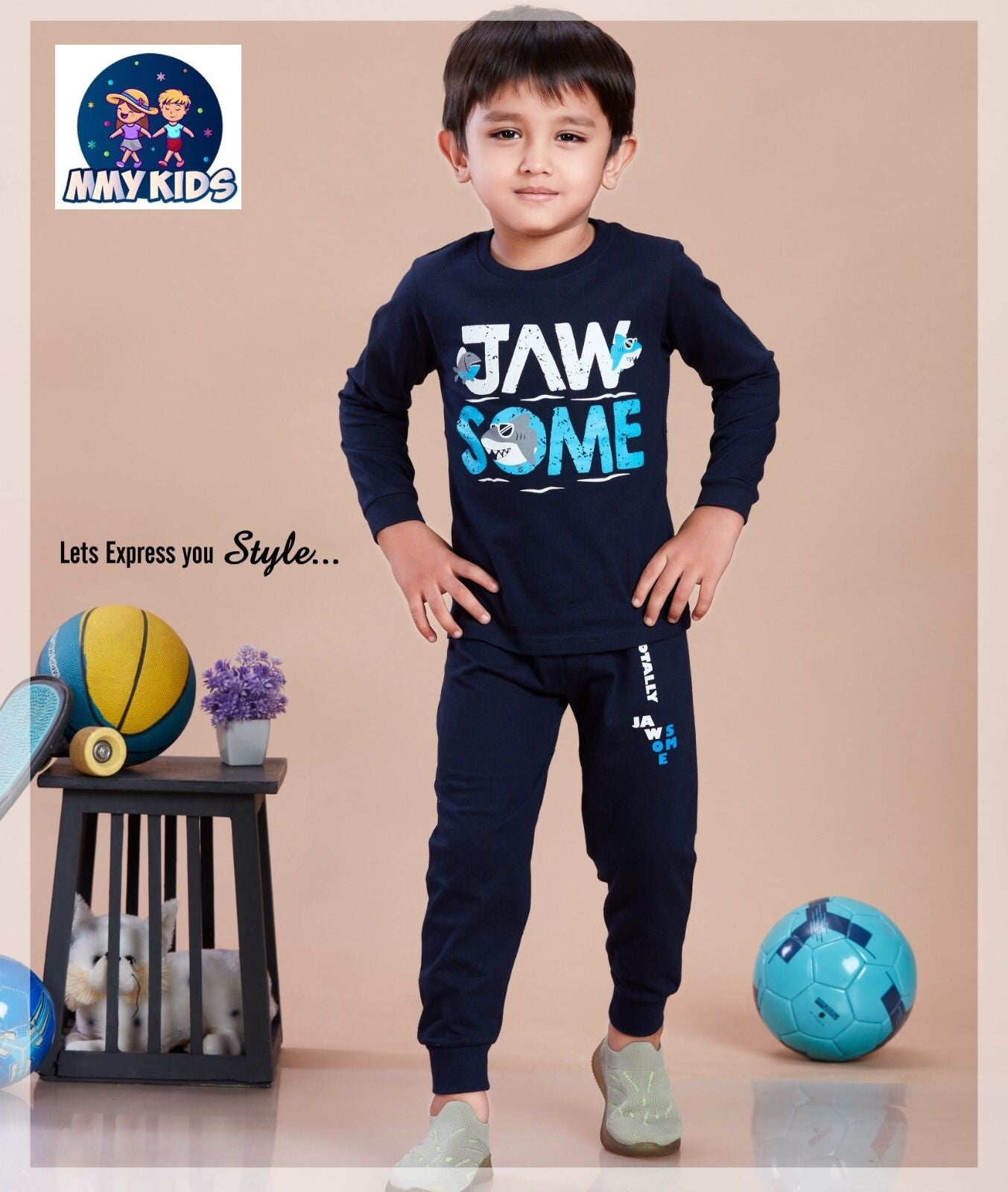 Mc 153 Mmy Kids Cotton Biowashed Boys Co Ord Set Wholesale