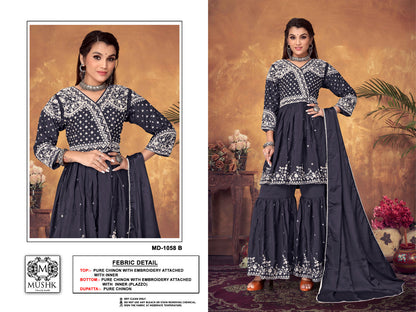 Md 1058 Mushk Chinon Pakistani Readymade Suits Wholesale Rate