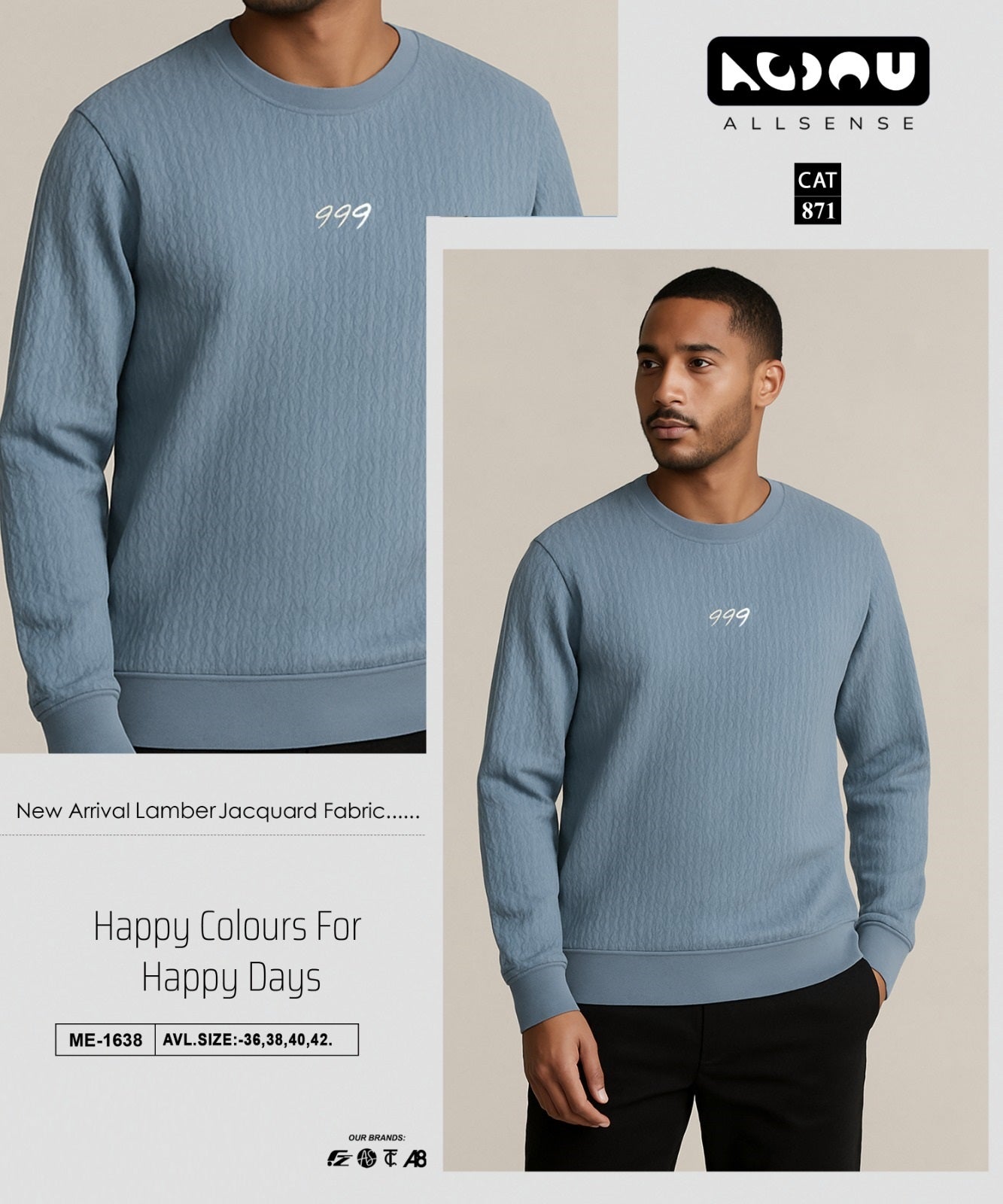 Me 1638 Allsense Jacquard Mens Tshirts Wholesaler Ahmedabad