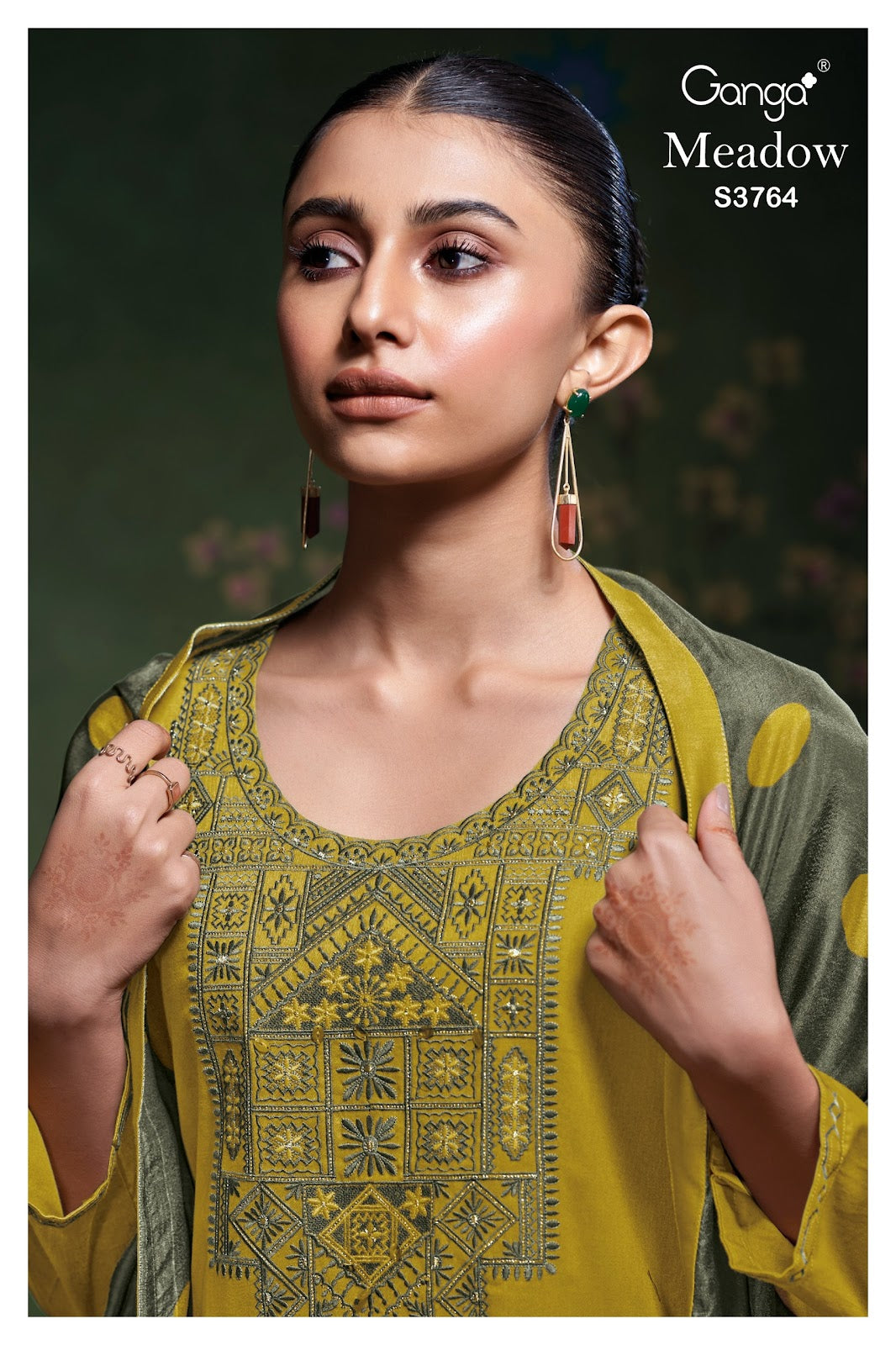 Meadow 3764 Ganga Cotton Satin Plazzo Style Suits Wholesaler Gujarat