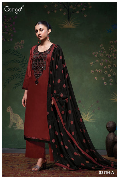 Meadow 3764 Ganga Cotton Satin Plazzo Style Suits Wholesaler Gujarat
