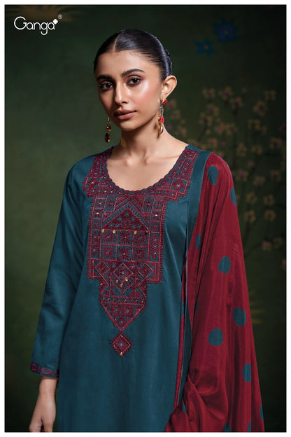 Meadow 3764 Ganga Cotton Satin Plazzo Style Suits Wholesaler Gujarat